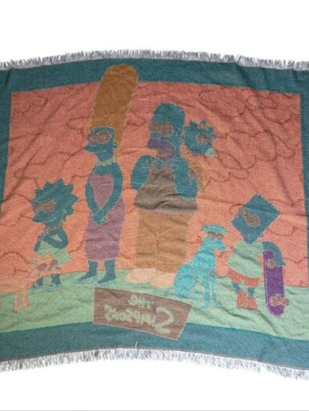Vintage Simpsons Family Woven Throw Blanket
